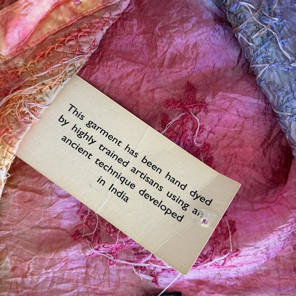 Vintage Betty B. Pink Textured Blouse One Size Long Sleeve Hand Dyed Semi Sheer - Picture 7 of 9